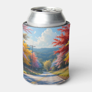 Rafraîchisseur Pour Canette Paysage à l'aquarelle d'une route de campagne auto
