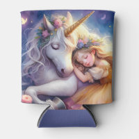 Paysage de rêve de licorne de fille endormie