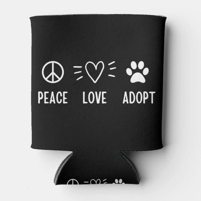 Rafraîchisseur Pour Canette Peace Love Adopter (Devant)
