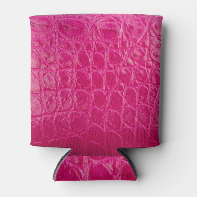 Rafraîchisseur Pour Canette Peau de crocodile rose, texture cuir (Devant)