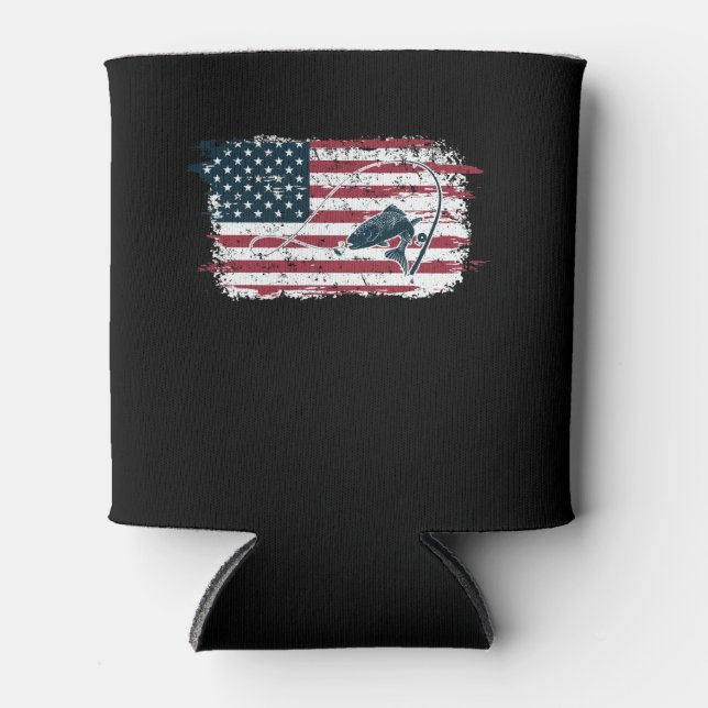 Rafraîchisseur Pour Canette Pêche au drapeau américain (Devant)