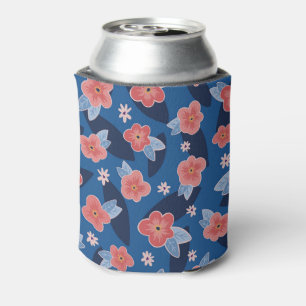 Rafraîchisseur Pour Canette Pêche et bleu motif floral