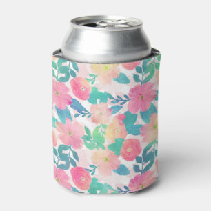 Rafraîchisseur Pour Canette Peinture à main rose bleu florale Fille Design