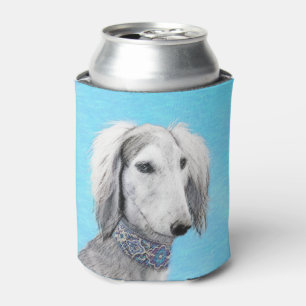 Rafraîchisseur Pour Canette Peinture de Saluki (Argent) - Joli art original de