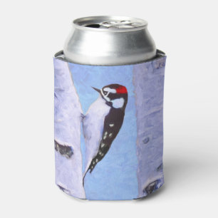 Rafraîchisseur Pour Canette Peinture Downy Woodpecker - Art original pour oise