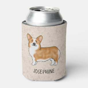 Rafraîchisseur Pour Canette Pembroke Welsh Corgi rouge et nom personnalisé Bei