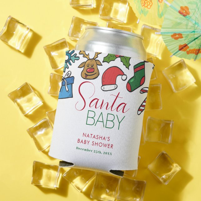 Rafraîchisseur Pour Canette Père Noël Baby Christmas Baby shower neutre de gen (Été in situ)
