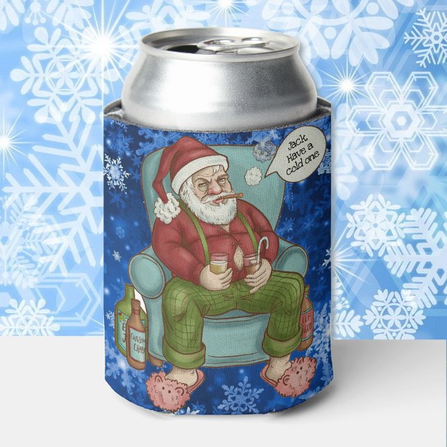 Rafraîchisseur Pour Canette Père Noël Night Off Personnaliser Nom Drôle Noël (Créateur téléchargé)