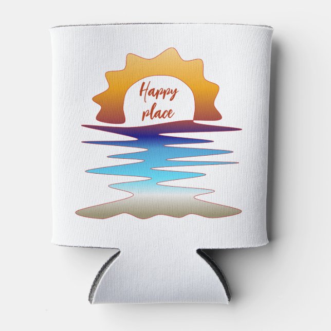 Rafraîchisseur Pour Canette Perpetual Sun Beach "Happy Place" Line Art (Devant)