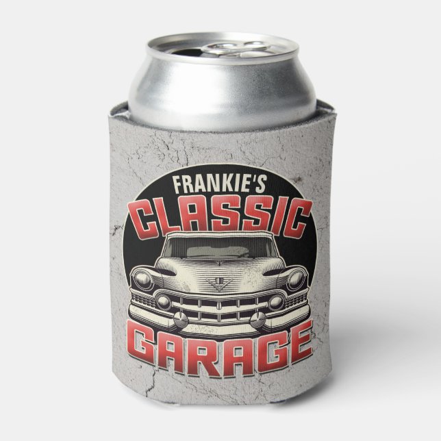 Rafraîchisseur Pour Canette PERSONALIZED NAME Classic Car Garage Custom Shop (Can devant)