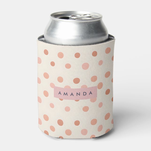 Rafraîchisseur Pour Canette Personalized Pastel Peach & Blush Polka Dot  (Can devant)