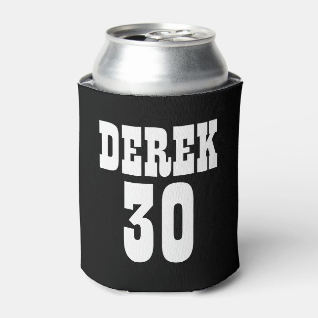 Rafraîchisseur Pour Canette Personnalisé 30e anniversaire Noir Blanc Can Coole (Can devant)