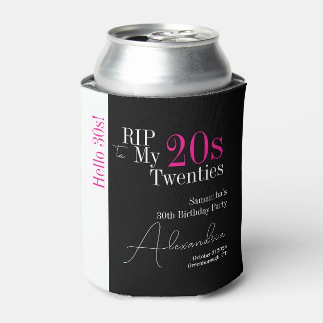 Rafraîchisseur Pour Canette Personnalisé 30e anniversaire RIP 20s Hello 30s Pa (Can devant)