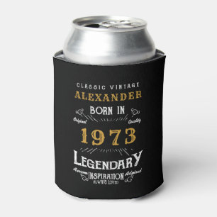 Rafraîchisseur Pour Canette Personnalisé 50e anniversaire Né 1973 Noir Vintage