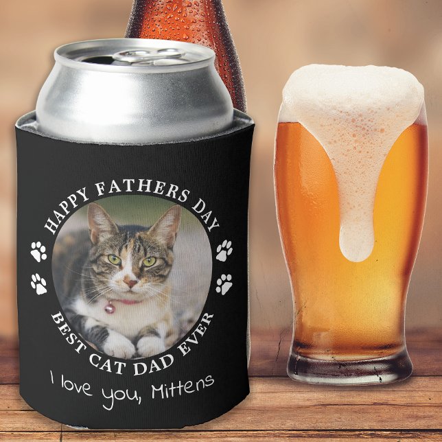 Rafraîchisseur Pour Canette Personnalisé Cute Pet Photo Fête des pères Chat Pa (Créateur téléchargé)