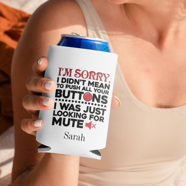 Rafraîchisseur Pour Canette Personnalisé Drôle Dit Anniversaire Gag (Sarcasm Push Buttons Personalized Can Cooler)