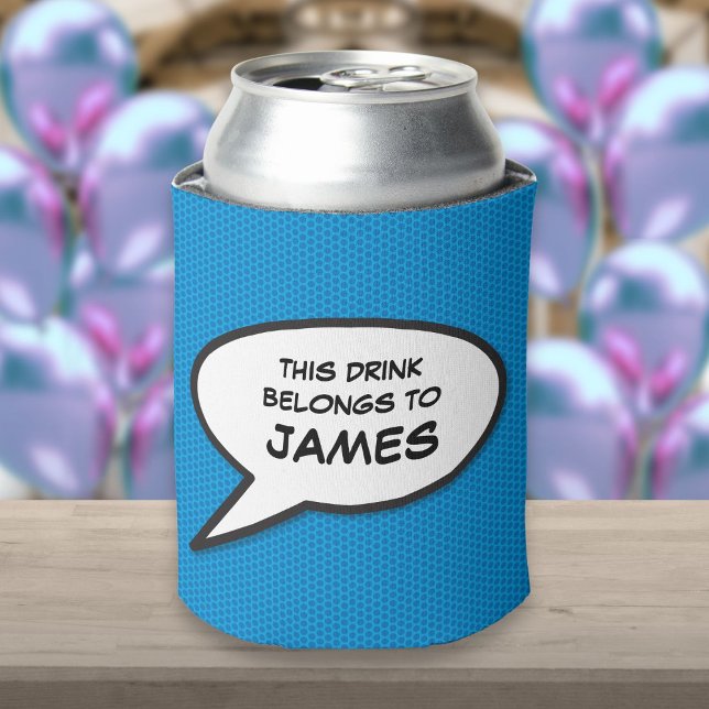 Rafraîchisseur Pour Canette Personnalisé Fun Comic Book Discours Bubble Blue (Personalized Fun Comic Book Speech Bubble Blue Can Cooler)