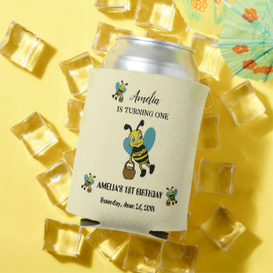 Rafraîchisseur Pour Canette Personnalisé thème de l'abeille 1er fête d'anniver