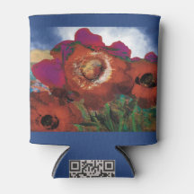 Peut refroidir orné de pavots En bleu
