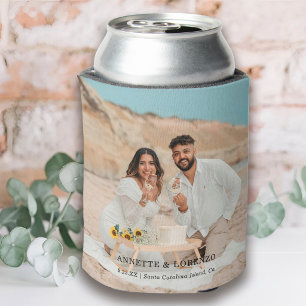 Rafraîchisseur Pour Canette Photo de mariage personnalisé Noms des mariés &