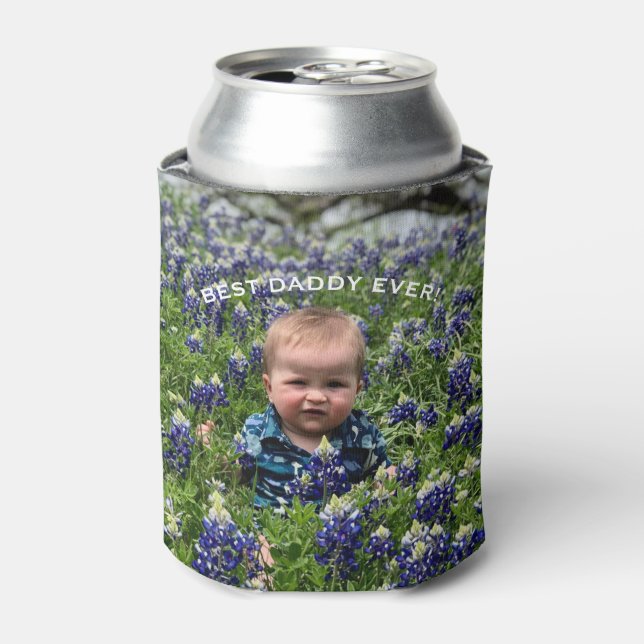 Rafraîchisseur Pour Canette Photo personnalisée Meilleure Fête des pères papa (Can devant)