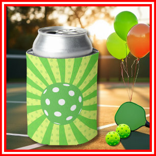 Rafraîchisseur Pour Canette Pickleball Anniversaire Vert RETRO Stripes Sports