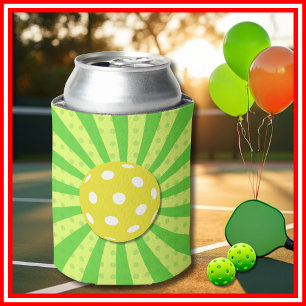 Rafraîchisseur Pour Canette Pickleball Anniversaire Vert RETRO Stripes Sports