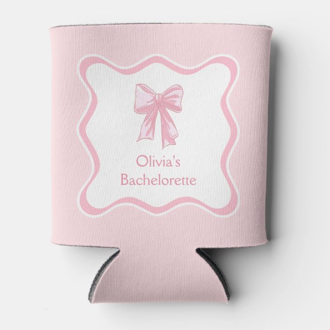 Rafraîchisseur Pour Canette Pink Bow noue la Bachelorette Party (Devant)