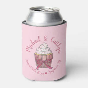 Rafraîchisseur Pour Canette Pink Cupcake Bow arrose Fête des mariées Mariage