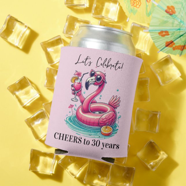 Rafraîchisseur Pour Canette Pink Flamingo Summer Birthday Party (Été in situ)