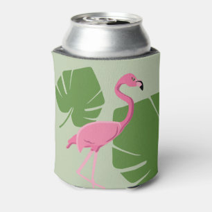 Rafraîchisseur Pour Canette Pink flamingo Tropical Green feuilles