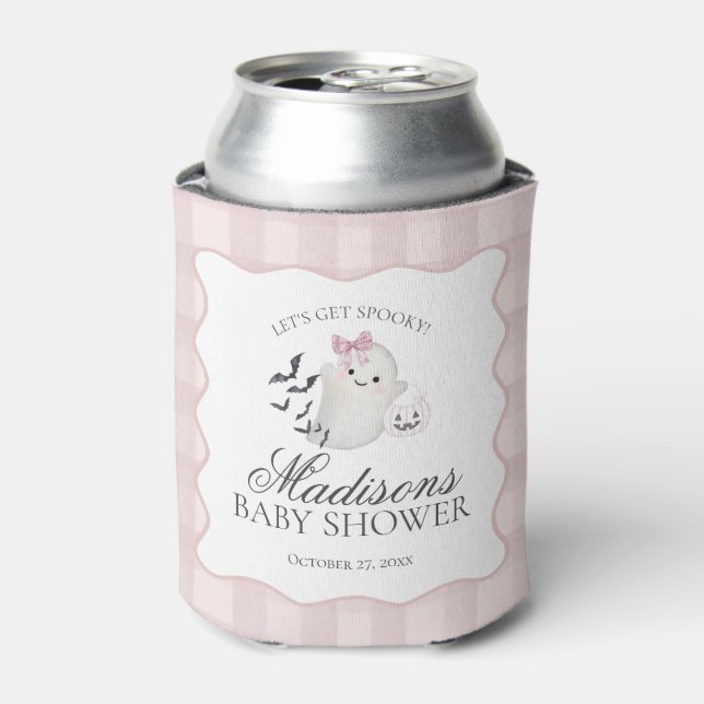 Rafraîchisseur Pour Canette Pink Pastel Little Boo Ghost Baby Shower Favors (Can devant)