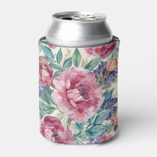 Rafraîchisseur Pour Canette Pivoine botanique Aquarelle Fleurs de lavande Flor
