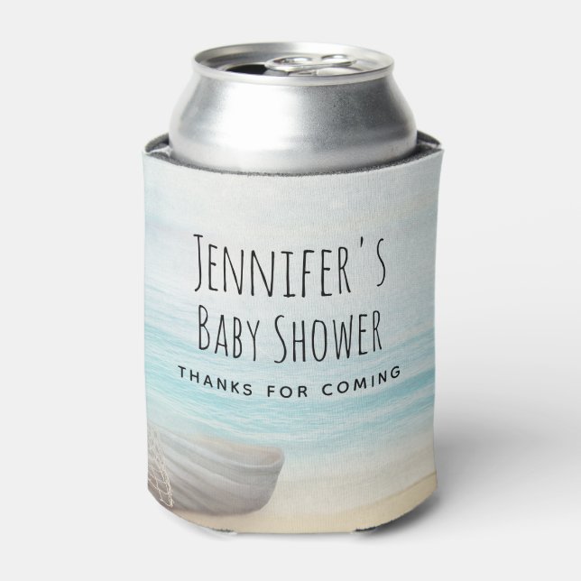 Rafraîchisseur Pour Canette Plage côtière avec Baby shower de bateau de pêche (Can devant)