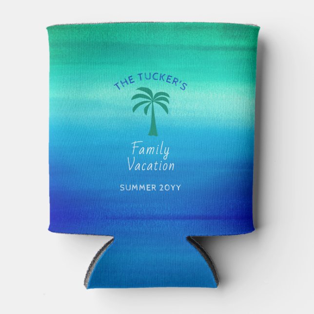 Rafraîchisseur Pour Canette Plage Tropical Palm Tree Summer Vacances en famill (Devant)