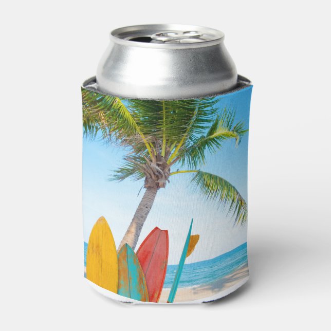 Rafraîchisseur Pour Canette Plage Tropical Surfboard (Can devant)