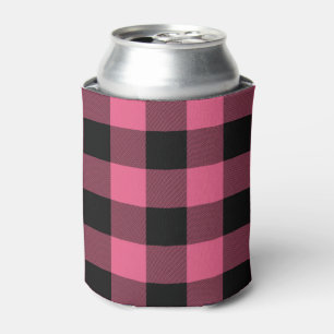 Rafraîchisseur Pour Canette Plaid Buffalo Carré rose et noir À damiers