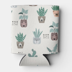 Rafraîchisseur Pour Canette Plantes de dessin : Visage d'ours sans couture