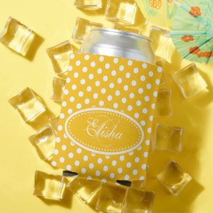 Rafraîchisseur Pour Canette Poche jaune & blanc point personnalisé