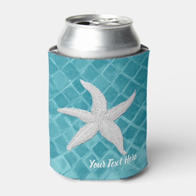 Rafraîchisseur Pour Canette Poisson blanc Aqua Verre de mer Votre texte (Can devant)