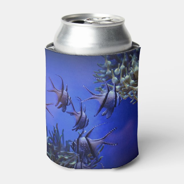 Rafraîchisseur Pour Canette Poisson blanc et noir dans la mer Bleue profonde (Can devant)