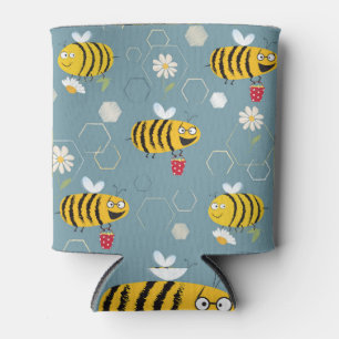 Rafraîchisseur Pour Canette Pollinant Les Abeilles, Flower Garden Scene.