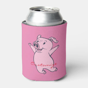 Rafraîchisseur Pour Canette Porc rose heureux sautant Thunder_Cove