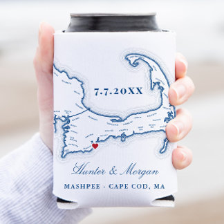 Rafraîchisseur Pour Canette Porte-gobelet de mariage avec carte de Cape Cod
