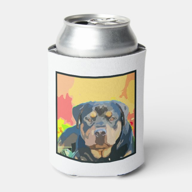 Rafraîchisseur Pour Canette Portrait Rottweiler Peinture numérique (Can devant)