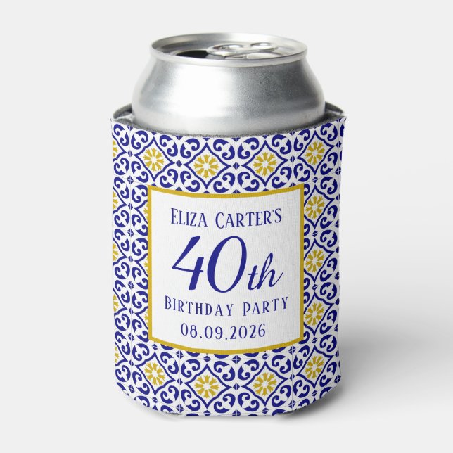 Rafraîchisseur Pour Canette Portugais Carreaux Bleu 40e anniversaire Méditerra (Can devant)