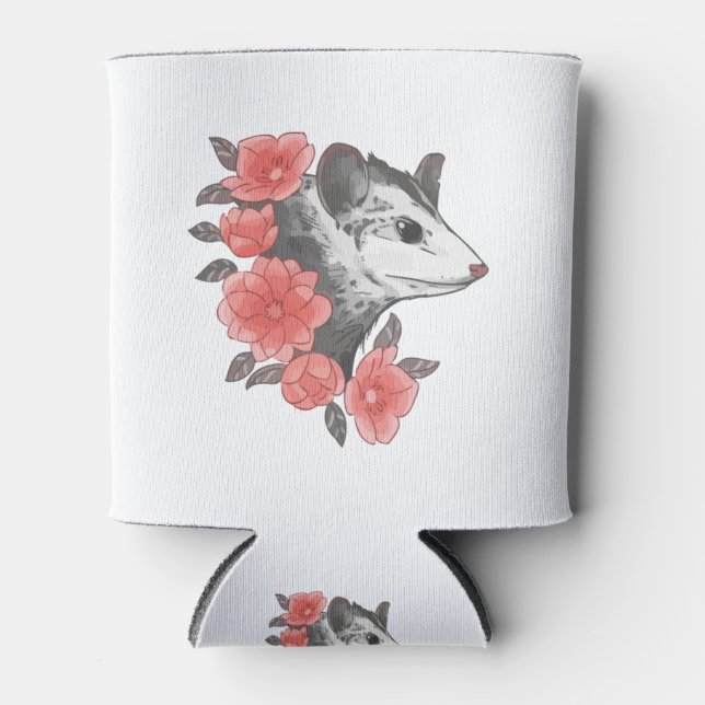 Rafraîchisseur Pour Canette Possum Avec Fleurs (Devant)