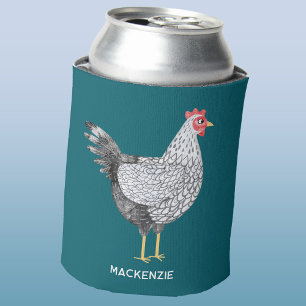 Rafraîchisseur Pour Canette Poulet Wyandotte aquarelle personnalisé amusant
