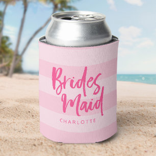 Rafraîchisseur Pour Canette Preppy Bridesmaid Nom Pink Stripes