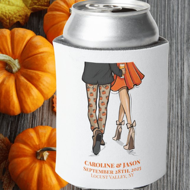 Rafraîchisseur Pour Canette Preppy Fall Couple Citrouille Pantalon Robe Orange (Créateur téléchargé)